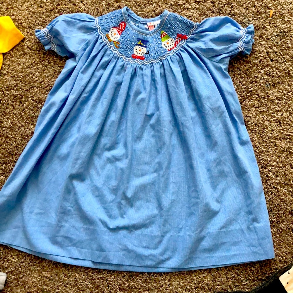 Girls Smocked Christmas Dress